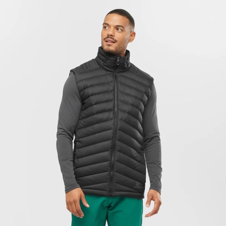 Pánské Zateplené Vesty Salomon Essential Xwarm Down Černé | CZ 31HZVPD